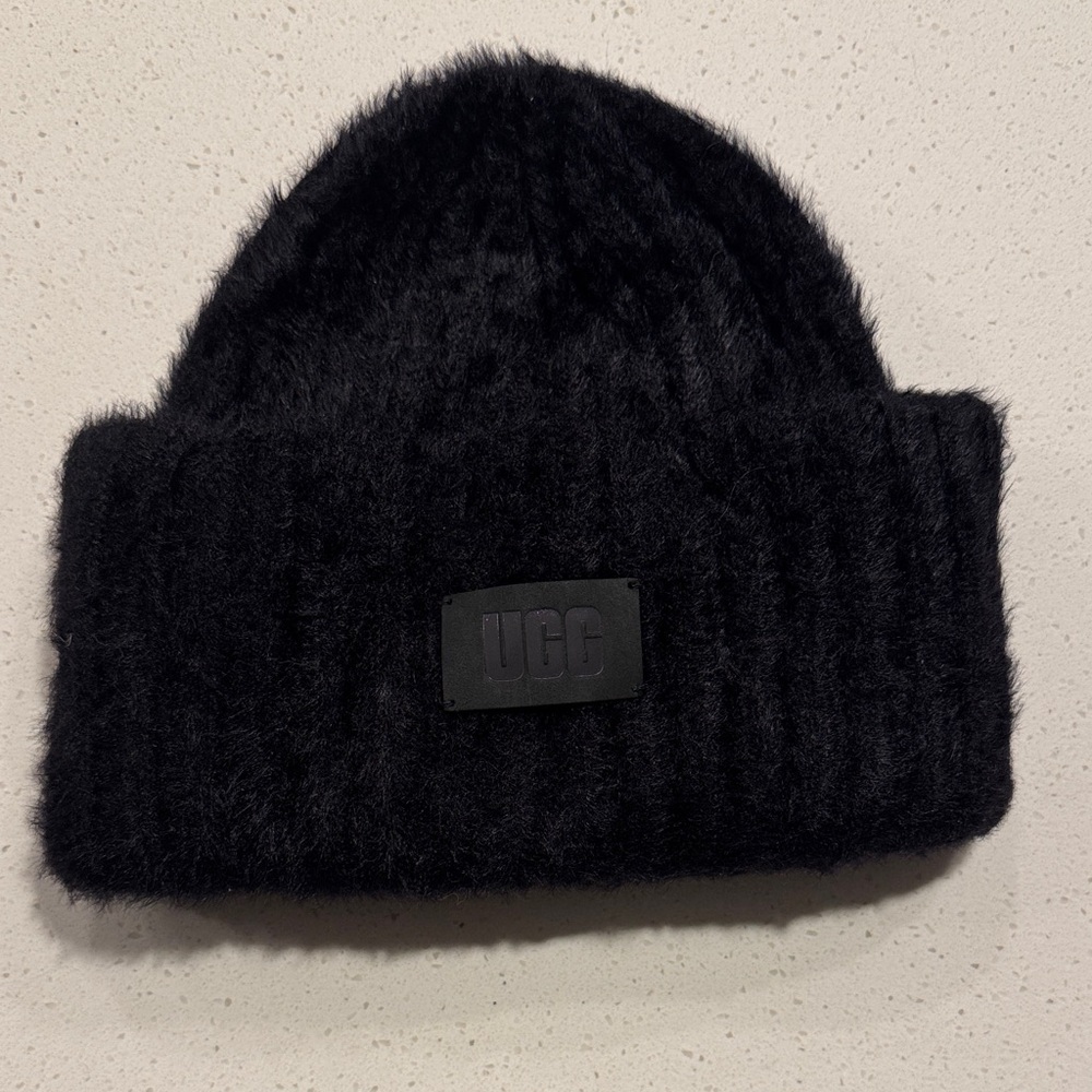 UGG Black Plush Knit Beanie